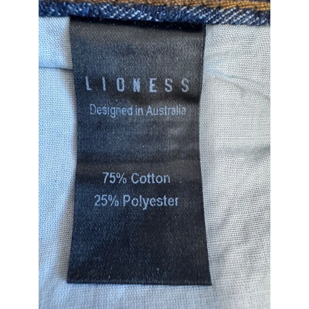 Lioness Top Model Jeans Indigo Plaid Wide‎ Leg High Waisted Denim Pants Small